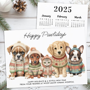 Huisdier Zakelijk Kerstmis 2025 Kalender Hond Kat  Feestdagenkaart