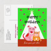 Huisdier Zakelijke Vakantie Hond & Kat Feestdagenkaart (Voorkant / Achterkant)