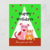 Huisdier Zakelijke Vakantie Hond & Kat Feestdagenkaart (Voorkant)