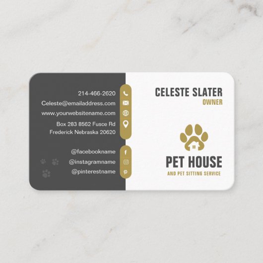 Huisdier Zitten, Dierenkliniek, Dierenarts, Dieren Visitekaartje (Voorkant)