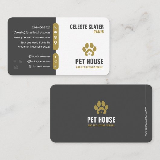 Huisdier Zitten, Dierenkliniek, Dierenarts, Dieren Visitekaartje (Voorkant / Achterkant)