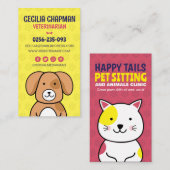 Huisdier zitten, Dierenkliniek, Dierenarts, Dieren Visitekaartje (Voorkant / Achterkant)