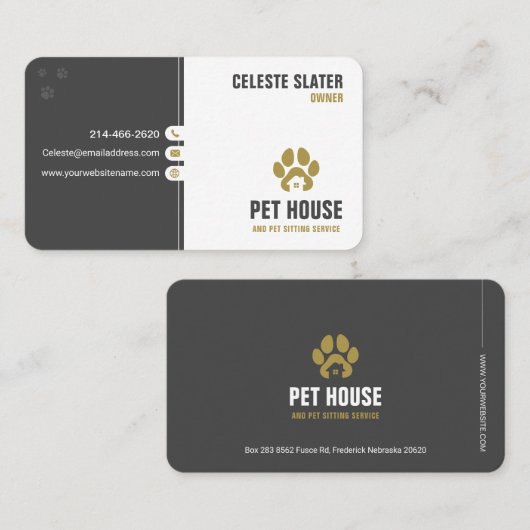 Huisdier Zitten, Dierenkliniek, Dierenarts, Dieren Visitekaartje (Voorkant / Achterkant)