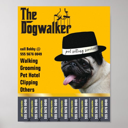 Huisdier Zitten 🐾 Dogfather Dog Walker Betrouwbaa Poster (Voorkant)