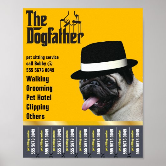 Huisdier Zitten 🐾 Dogfather Dog Walker Betrouwbaa Poster (Voorkant)