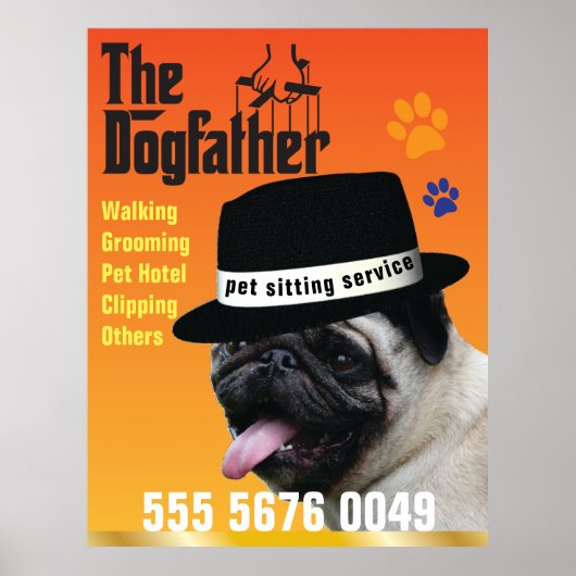 Huisdier Zitten 🐾 Dogfather Dog Walker Betrouwbaa Poster (Voorkant)