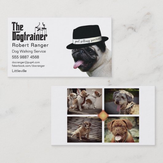 Huisdier Zitten 🐾 Dogfather Dog Walker Betrouwbaa Visitekaartje (Voorkant / Achterkant)