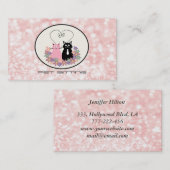 Huisdier zitten grappige bloemenkatten glittery bo visitekaartje (Voorkant / Achterkant)