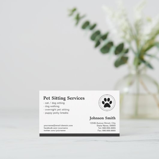 Huisdier Zitten Huisdier Zorg - Afspraak Afsprakenkaartje (Staand voorkant)