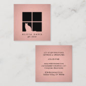 Huisdier zitten Services Roze Rose Goud Faux Metal Vierkante Visitekaartje (Voorkant / Achterkant)