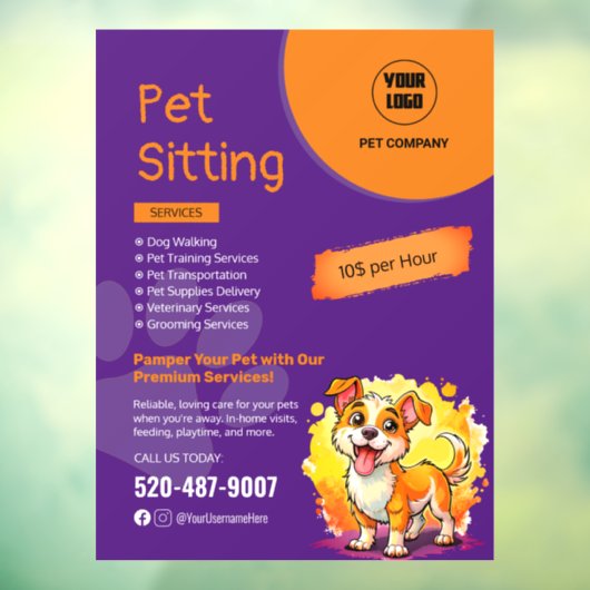 Huisdier Zittend Aangepaste Venster Cling Raamsticker (Vel 3)