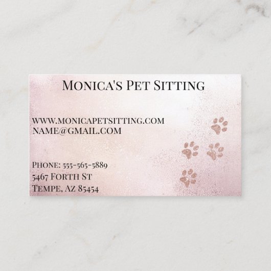 Huisdier Zittend Grooming Vet Roos Gold Paw Visitekaartje (Achterkant)