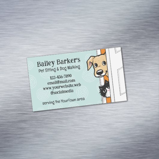 Huisdier Zittend Schattige Peeking Dog en Kat Dier Magnetisch Visitekaartje (Voorbeeld)