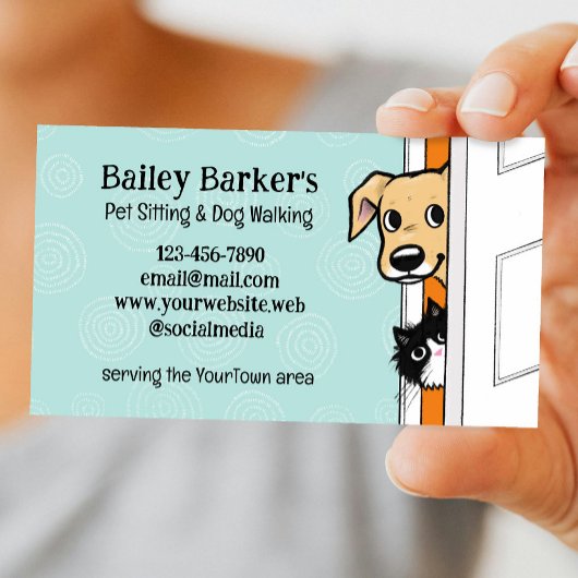 Huisdier Zittend Schattige Peeking Dog en Kat Dier Visitekaartje
