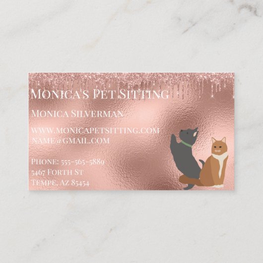 Huisdier Zittende Hond Kat Huisdier Zittend Roos g Visitekaartje (Achterkant)