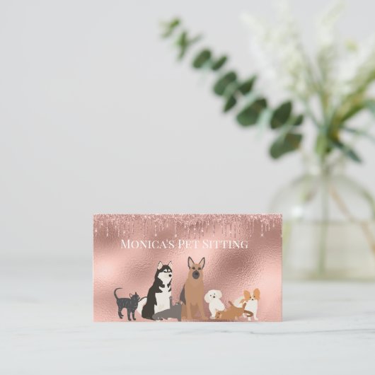 Huisdier Zittende Hond Kat Huisdier Zittend Roos g Visitekaartje (Staand voorkant)