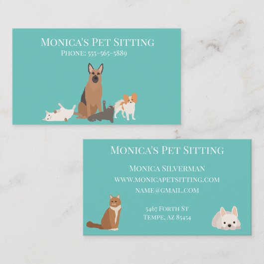 Huisdier Zittende Hond Kat Training Grooming Dagop Visitekaartje (Voorkant / Achterkant)