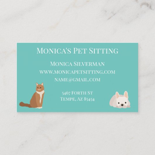 Huisdier Zittende Hond Kat Training Grooming Dagop Visitekaartje (Achterkant)