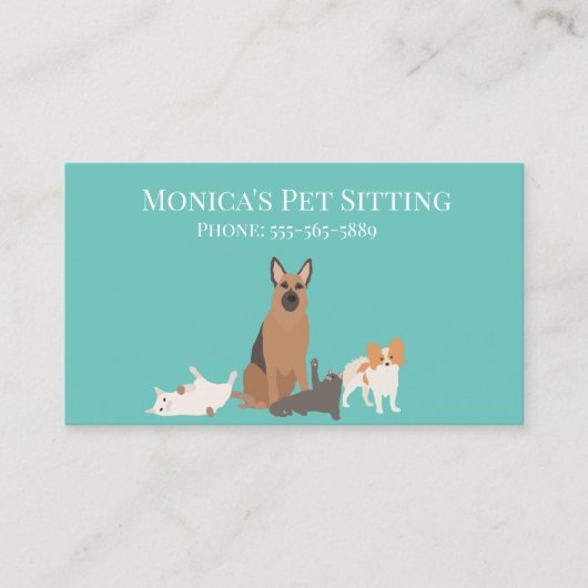 Huisdier Zittende Hond Kat Training Grooming Dagop Visitekaartje (Voorkant)