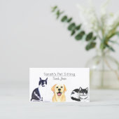 Huisdier Zittende Hond Kat Training Waterverf Visitekaartje (Staand voorkant)