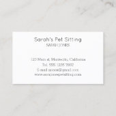 Huisdier Zittende Hond Kat Training Waterverf Visitekaartje (Achterkant)