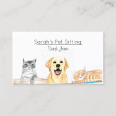 Huisdier Zittende Hond Kat Training Waterverf Visitekaartje (Voorkant)
