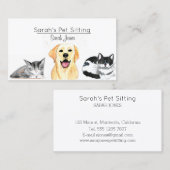 Huisdier Zittende Hond Kat Training Waterverf Visitekaartje (Voorkant / Achterkant)