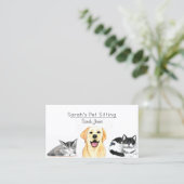 Huisdier Zittende Hond Kat Training Waterverf Visitekaartje (Staand voorkant)