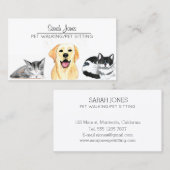 Huisdier Zittende Hond Kat Training Waterverf Visitekaartje (Voorkant / Achterkant)