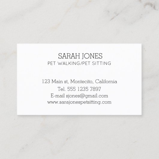 Huisdier Zittende Hond Kat Training Waterverf Visitekaartje (Achterkant)