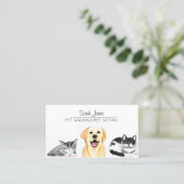 Huisdier Zittende Hond Kat Training Waterverf Visitekaartje (Staand voorkant)