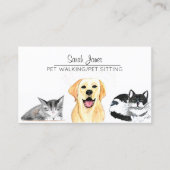 Huisdier Zittende Hond Kat Training Waterverf Visitekaartje (Voorkant)