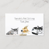 Huisdier Zittende Hond Kat Training Waterverf Visitekaartje (Voorkant)