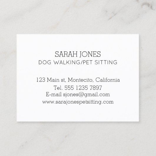 Huisdier Zittende Hond Wandelen Sitter Honden Katt Visitekaartje (Achterkant)