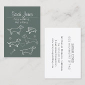 Huisdier Zittende Hond Wandelen Sitter Honden Katt Visitekaartje (Voorkant / Achterkant)