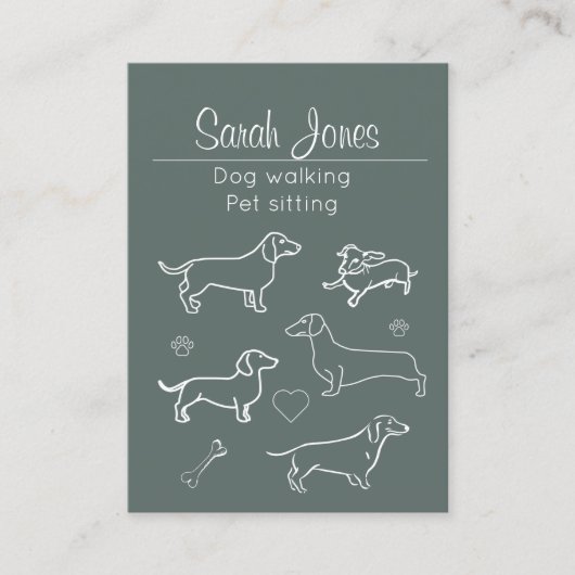 Huisdier Zittende Hond Wandelen Sitter Honden Katt Visitekaartje (Voorkant)