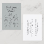 Huisdier Zittende Hond Wandelen Sitter Waterverf Visitekaartje (Voorkant / Achterkant)