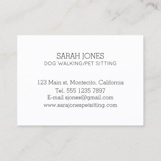 Huisdier Zittende Hond Wandelen Sitter Waterverf Visitekaartje (Achterkant)