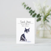 Huisdier Zittende Hond Wandelen Sitter Waterverf Visitekaartje (Staand voorkant)