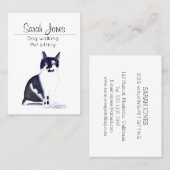 Huisdier Zittende Hond Wandelen Sitter Waterverf Visitekaartje (Voorkant / Achterkant)