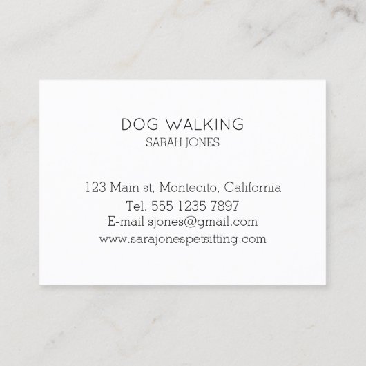 Huisdier Zittende Hond Wandelen Sitter Waterverf Visitekaartje (Achterkant)