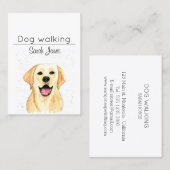 Huisdier Zittende Hond Wandelen Sitter Waterverf Visitekaartje (Voorkant / Achterkant)