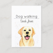 Huisdier Zittende Hond Wandelen Sitter Waterverf Visitekaartje (Voorkant)