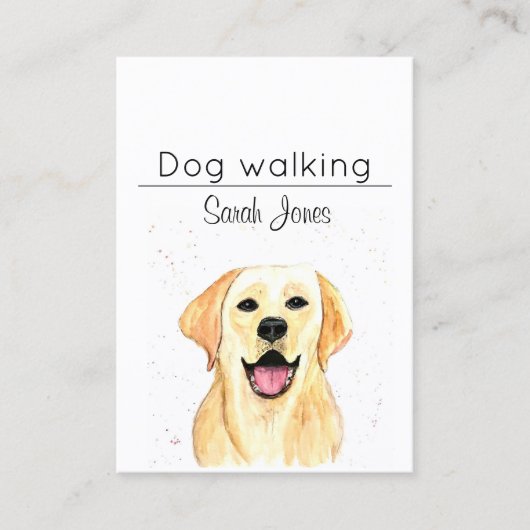 Huisdier Zittende Hond Wandelen Sitter Waterverf Visitekaartje (Voorkant)