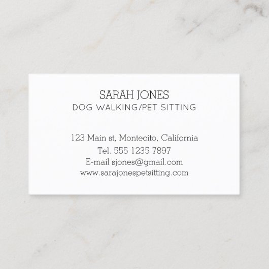 Huisdier Zittende Hond Wandelende Kat Waterverf Visitekaartje (Achterkant)