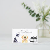 Huisdier Zittende Hond Wandelende Kat Waterverf Visitekaartje (Staand voorkant)