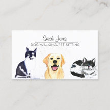 Huisdier Zittende Hond Wandelende Kat Waterverf