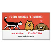 Huisdier Zittende Honden en Tuxedo Kat Pomeranian  Magnetisch Visitekaartje (Voorkant)