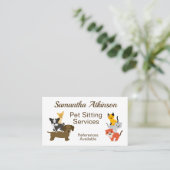 Huisdier Zittende Schattigee Kat Hond Illustratie Visitekaartje (Staand voorkant)