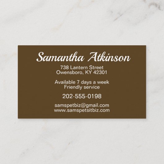 Huisdier Zittende Schattigee Kat Hond Illustratie Visitekaartje (Achterkant)